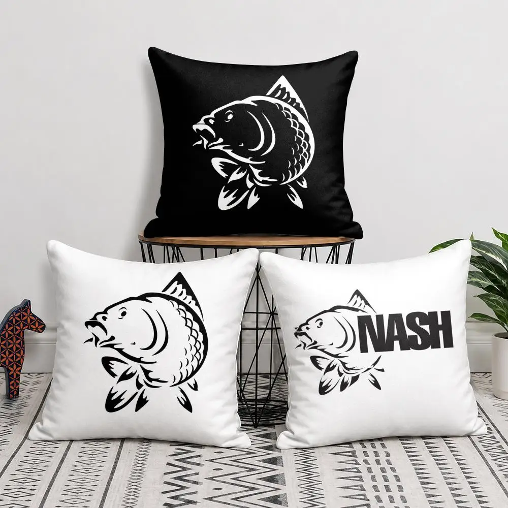 N-Nash Fishing logo Cushion Cover Soft Short Plush Double-Sided Printing Home Decor Machine Washable Pillow Case Gift