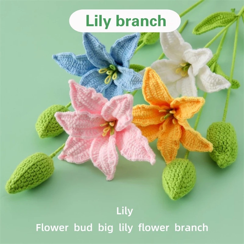 

Hand-Crocheted Flower Bud Lily Flower Branch Home Decoration Simulation Flower Decoration Solid Color Quantity: 10 Branches