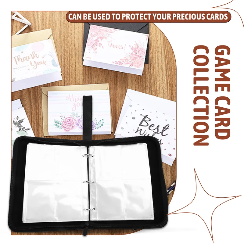 A13E-4 Pocket Double Sided Top Loaders Binder, Card Binder Abulm For Game/Football/Baseball Card