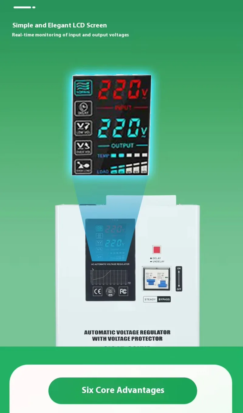 Nuovo ingresso 45-280 V 10 KW monofase 220 V CA Stabilizzatore di tensione automatico da appendere a parete con controllo relè