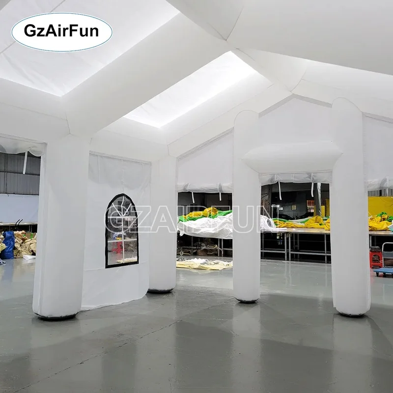 GZAIRFUN Commercial Grade Inflatable Event Tent White Outdoor Wedding Party Portable Waterproof Air Tent Built-In Fan Arched
