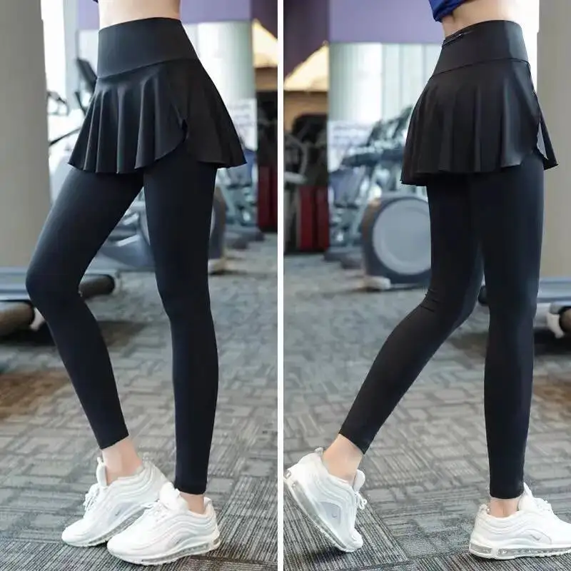 Fake Two-Piece Skirt Trousers Women's Yoga Pants Loose Thin Fitness Sports Dance Clothes Outdoor Wear Soft Comfortable Leggings