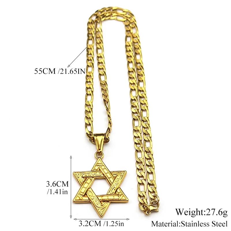 قلادة نجمة داود من الفولاذ المقاوم للصدأ، قلادة رمزية يهودية سداسية، متوفرة بالذهب والفضة، إكسسوار مجوهرات