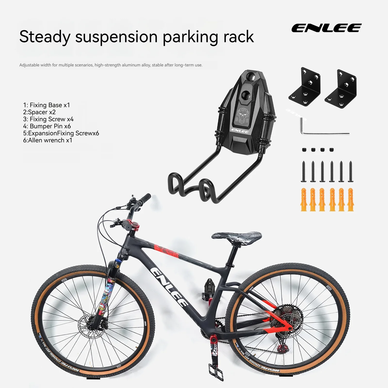 ENLEE Fahrrad-Wandhalterung für den Innenbereich, Fahrradständer mit Pedalstabilität, Rennrad-Wandhalterung, kratz- und reibungsschützend, trägt 30 kg.