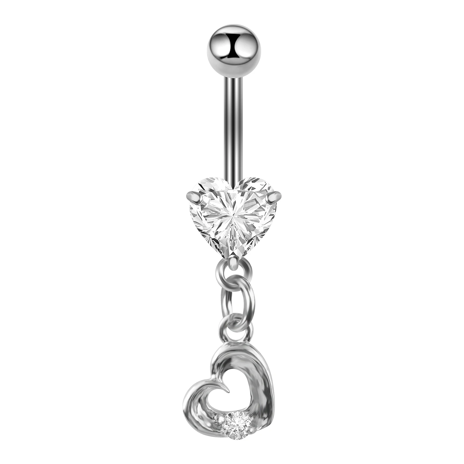 Fashion Sexy Simple Stainless Steel Bellybutton Piercing Love Belly Ring Navel Nail Punk Body Piercing Jewelry for Woman