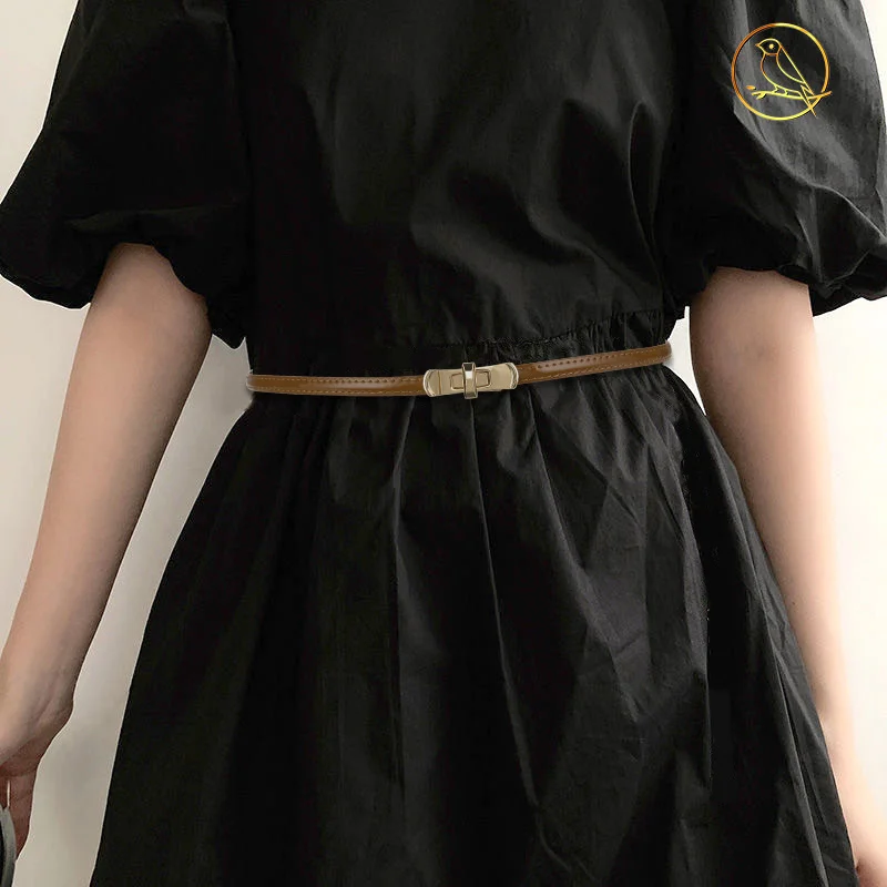 

100% genuine real leather New adjustable lacquer thin belt net red buckle women's decoration with skirt