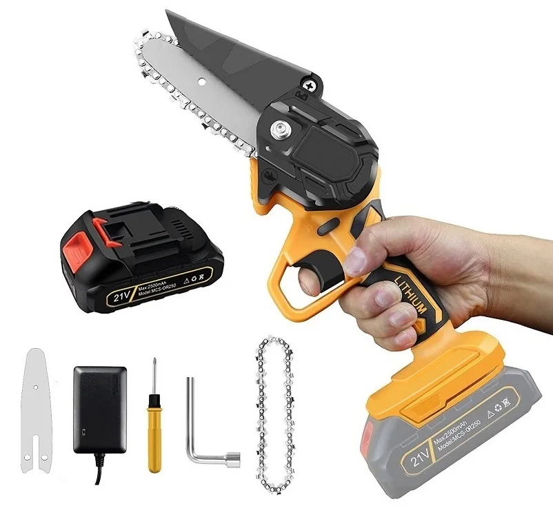 

4in Professional Battery Power Machine Pocket Chainsaw Emergency Outdoor Hand Saw Heavy Duty Pole Chainsaw Electric Cordless