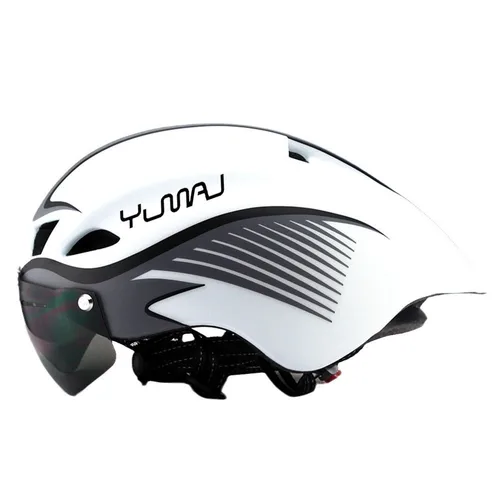Nuevo 290g Aero TT casco de bicicleta de carretera gafas de carreras ciclismo bicicleta deportes seguridad TT casco en molde bicicleta de carretera ciclismo gafas casco