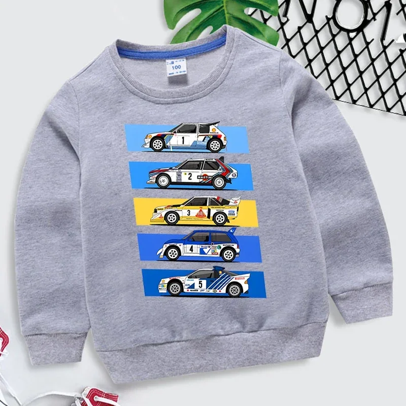 Rally Car Boys Girls Hoodies Drift Sweatshirt Fashion Car Lovers Hoodies  Automobile Culture Roupa Infantil Cartoon Kids Clothes