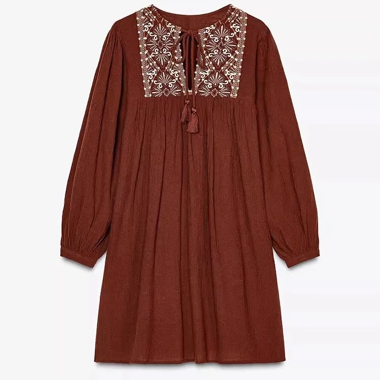 

Новое поступление лета, свободная вышитая художественная юбка Sle ort Dr с высокой талией трапециевидной формы из полиэфирного волокна Ci Walk Cake