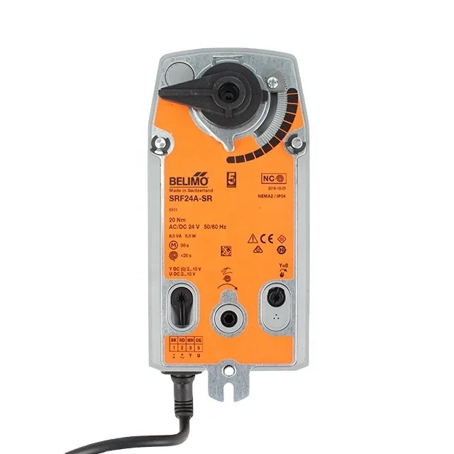 Original SRF24A-SR/SRF24A-SR-5 Rotary Actuator Fail-Safe NC 20 Nm AC/DC 24V IP54 CE PVC Rectangular for School Stock
