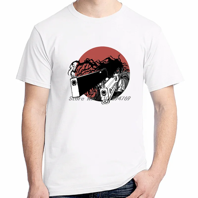 Summer Men's Short Sleeve T-Shirt Hellsing Manga Graphic T Shirts Abraham Van Helsing Anime High Quality Streetwear Mens Clothes