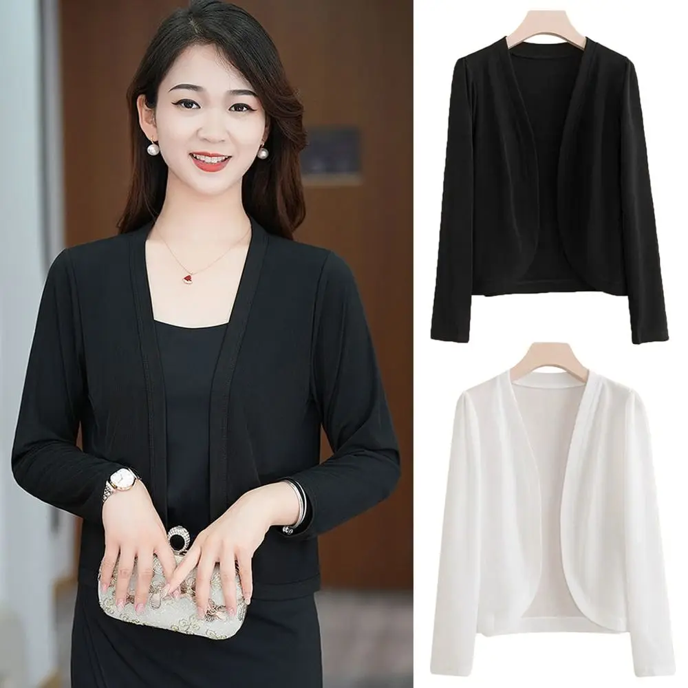 

Fashion Solid Color Women Cardigan Long Sleeve Thin Knitted Tops All-match Basic Outerwear Spring Summer