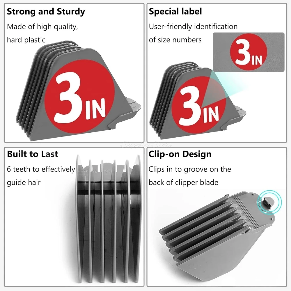 8pcs Hair Clipper Guide Combs Attachments For Wahl Limit Comb With Cutting Lengths From 1.25-3 Inch Fit Most Size Wahl Clippers