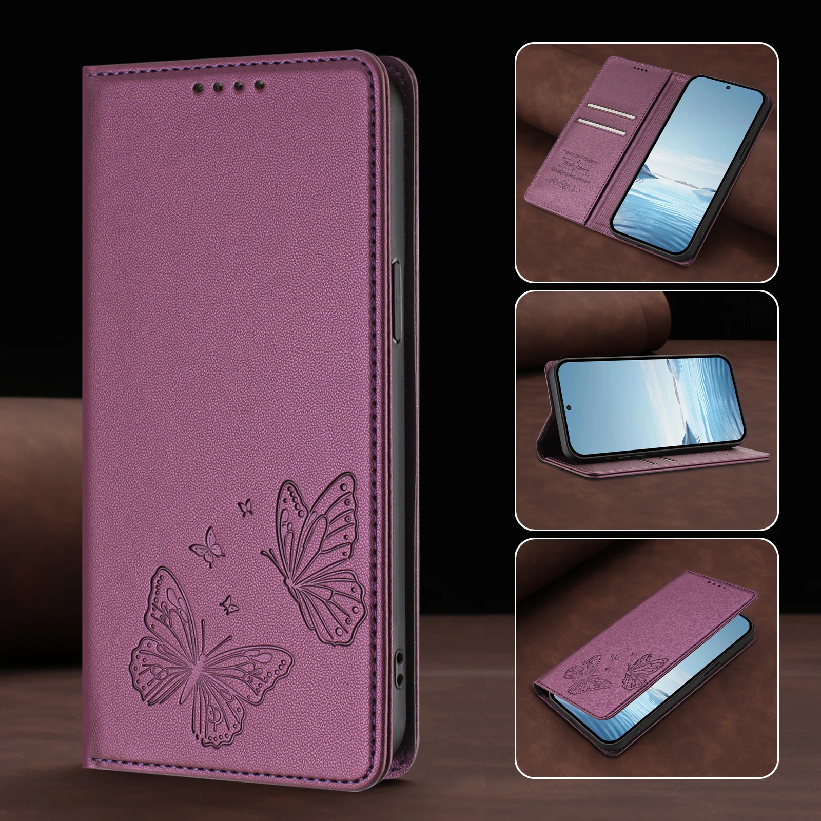 Кожаный чехол-кошелек Double Butterfly для Ulefone Note 21 20 Pro 19 18 Ultra 17 16 14 с магнитной застежкой, откидной крышкой и защитой от падения, на 2 карты