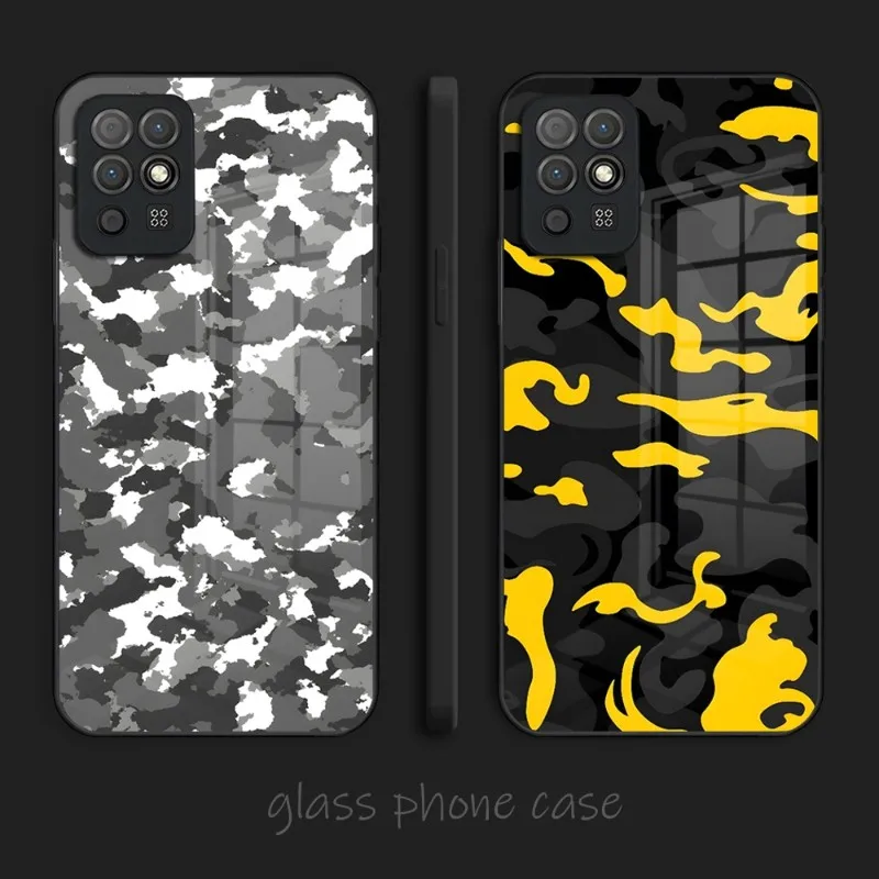 Funda de teléfono militar con patrón de camuflaje, cristal para Huawei P30 P40 P50 P20 ProPlus Lite Mate 40Pro 30 20 Nove 9SE 9 8 7 Pro