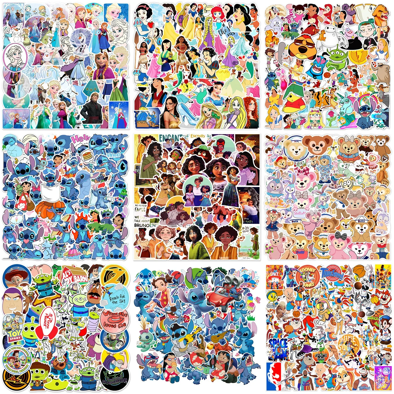

50pcs Cartoon Anime Cute Stitch Elsa Mickey Mouse Snow White Disney Kids Stickers