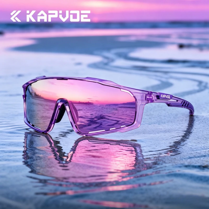 KAPVOE Photochrome Radfahrbrille für Outdoor-Sportarten, Winddichte Fahrradbrille für Männer und Frauen, Wanderbrille, Straßen- und Geländesonnenbrille