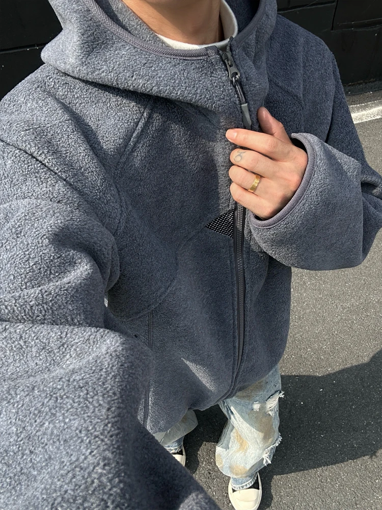 

Thiened Fce Jaet с капюшоном, мужской зимний теплый американский открытый кардиган, тяжелая толстовка с капюшоном из полиэфирного волокна, длинный свеч Zi...