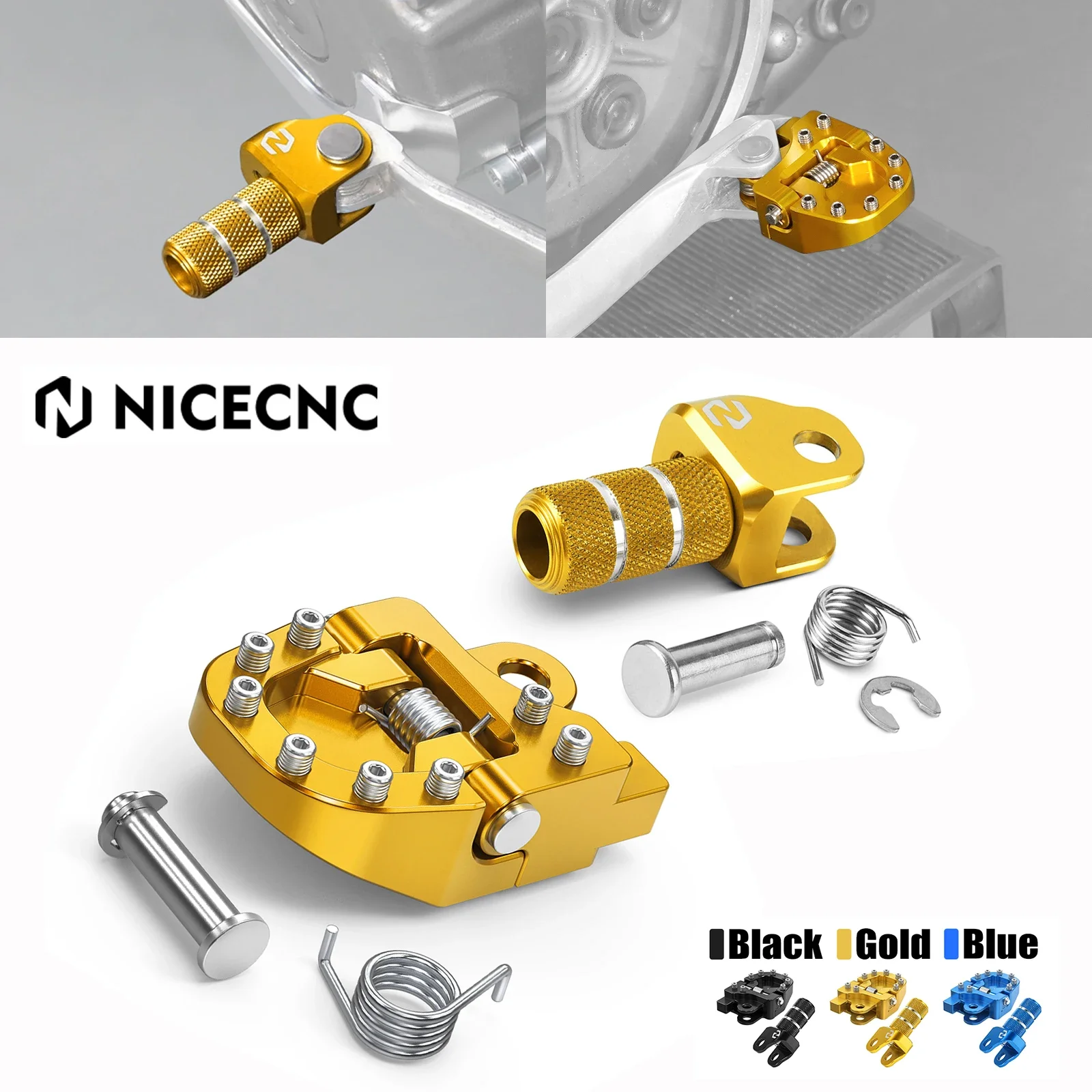 

For Suzuki DRZ400SM DRZ 400 SM DRZ400 E S SM 2000-2024 Folding Brake Pedal Tip Extension Plate & Gear Shifter Shift Lever Tip