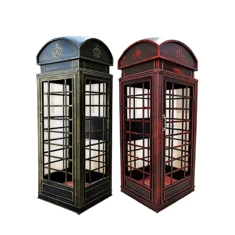 Britse stijl retro prachtige telefooncel bar tentoonstellingshal vloerornament thuis zachte decoratie prop model