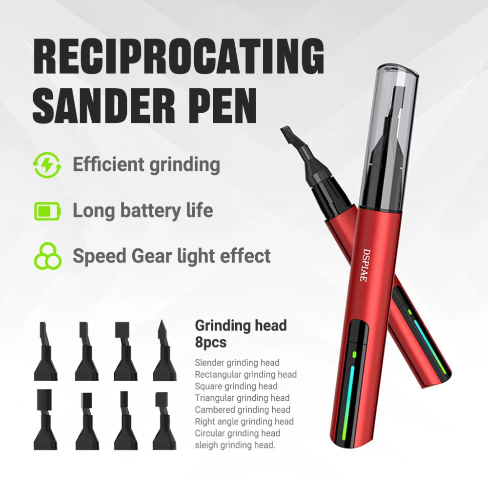 DSPIAE ES-A Cordless Electric Sander Replaceable Sanding Heads/Papers (Optional Buy) Reciprocating Grinding Pen for Model Craft