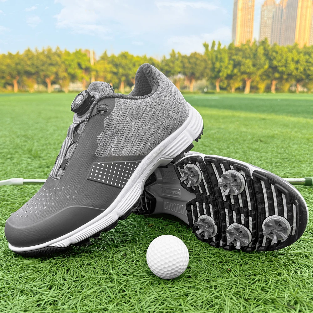 

Professional Golf Shoes Men Lightweight Waterproof Footwears for Golfers Non Slip Golfing Sneakers Size 39-49 Gray Breathable