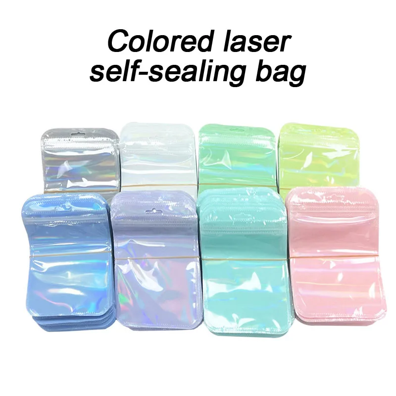 

50pcs Holographic Zipper Small Jewelry Bag Jewelry Packaging Bag Sachets for Packaging Gift Bracelet Packing Jewelry SSBZD03