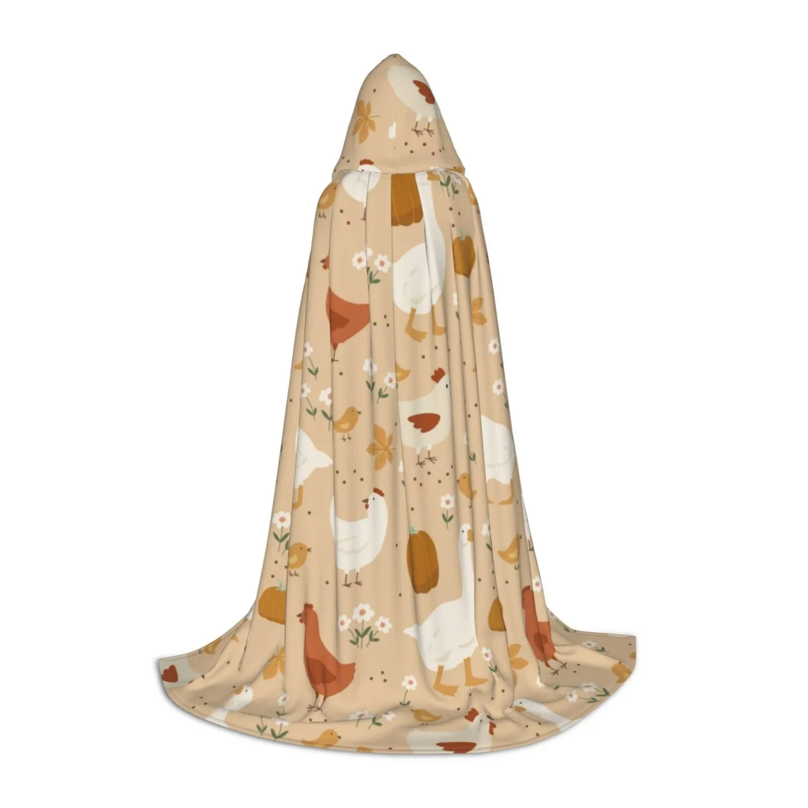 Farm Animal Chicken Goose Print Hooded Wearable Blanket Cloak for Teens Halloween Costume