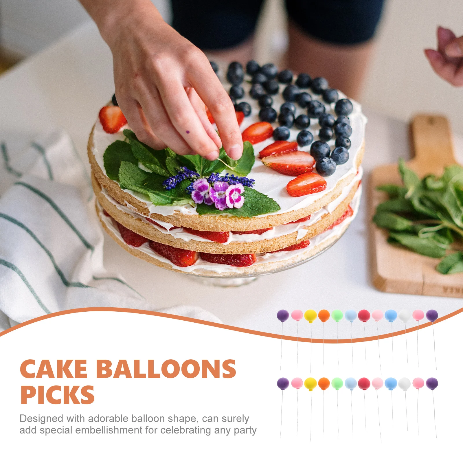 

24pcs Balloon Shape Toppers Colorful Cupcake Decorations Baking Dessert Picks Party Cake Inserts Balloon Cupcake Toppers Cake