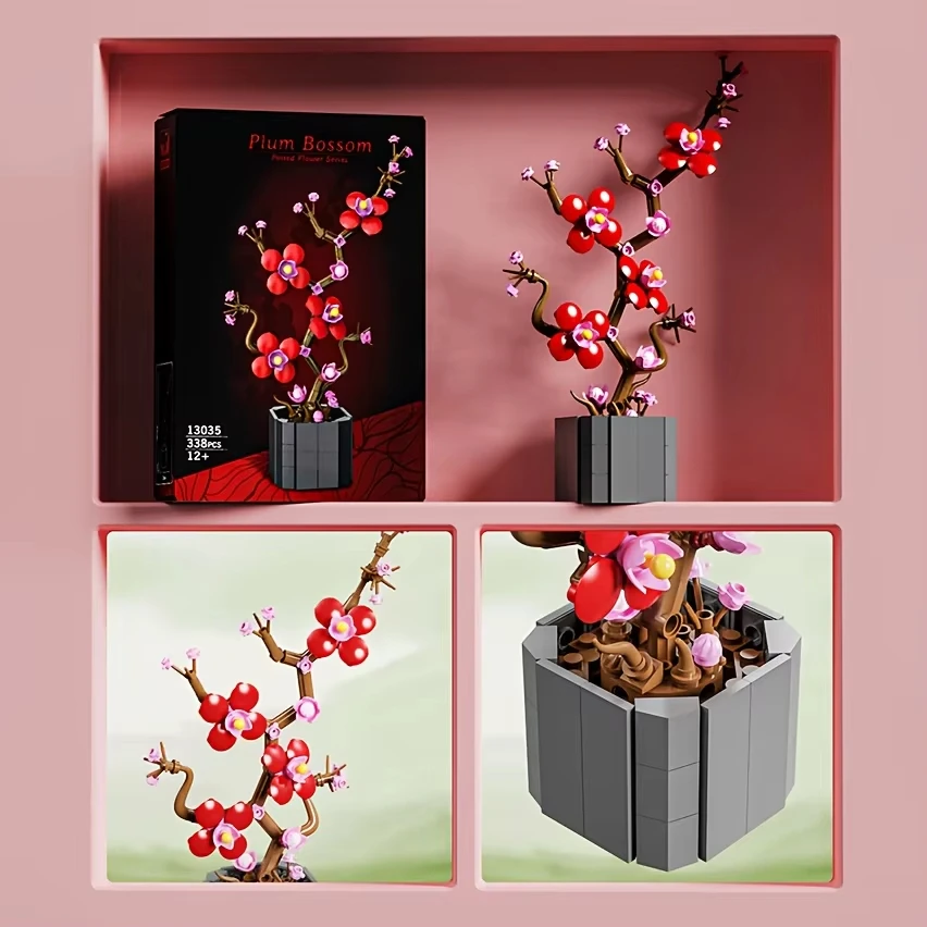 Miniature Potted Orchids Magnolias Paradise Birds Chrysanthemums Building Blocks Creative Valentine's Day Mother's Day Gift view 5