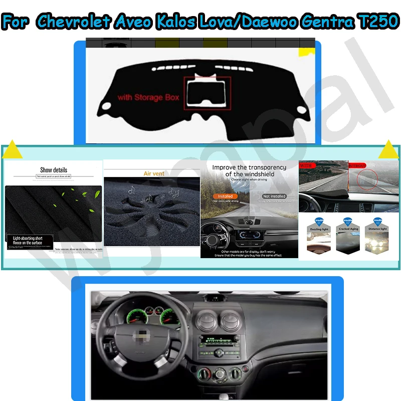 

Dash Mat Dash Mat For Chevrolet Aveo Kalos Lova 2003-2011 For Daewoo Gentra T250 2005-2011 Dashmat