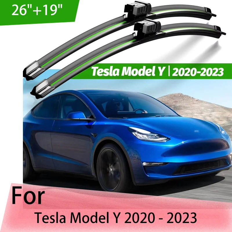 

Wiper Front Wiper Blades For Tesla Model Y 2020 - 2023 Windshield Windscreen Clean Window Car Rain Brushes 26"+19"