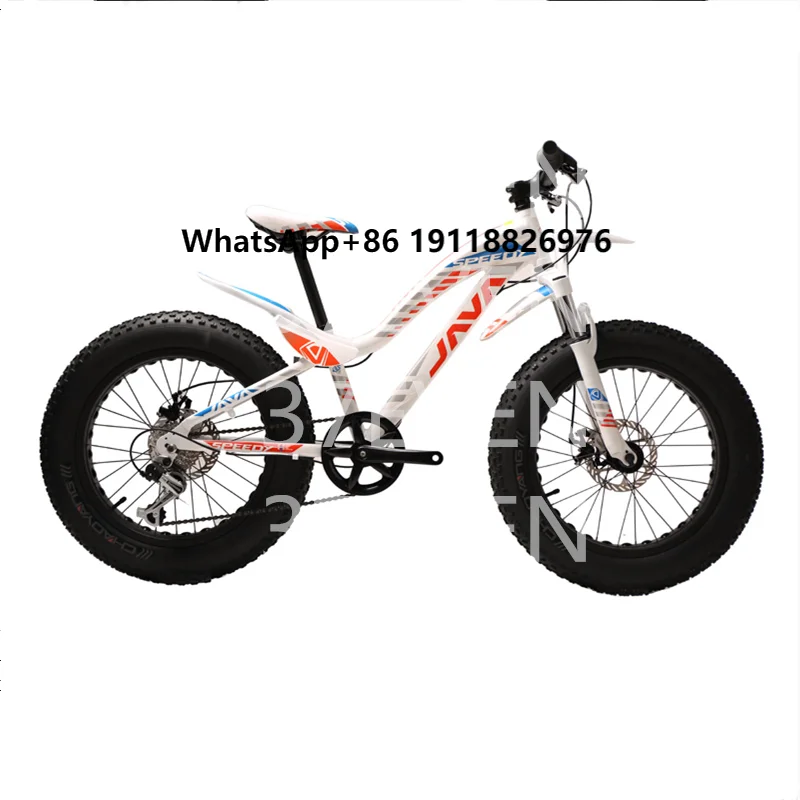 

JAVA SPEEDY Children's Bike Mountain Bicycle 7 Speed Disc Brake Fat Snow Tire Aluminum Alloy Frame Snow Bike 20 Inch Kids MTB