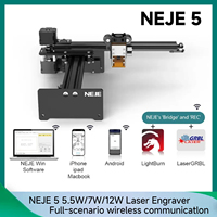 NEJE 5 5.5W7W12W leather marking machine wireless laser engraving high speed CNC engraving leather wood stainless steel