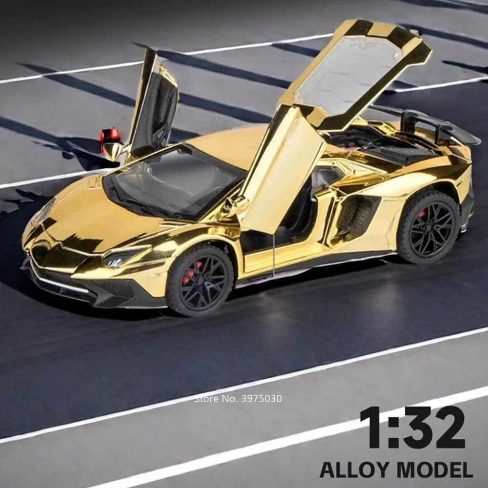 ランバー-ラバータイヤ付きスポーツカーLP750-4 g800,音楽の軽い車,ホイールのおもちゃ,子供の日のギフト,1:32スケール