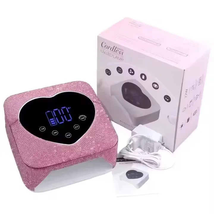 Diamond-encrusted 72W High-power Cordless Nail Light Quick-drying Nail Baking Gel Light Therapy 3-Speed Timing UV Nail Machine