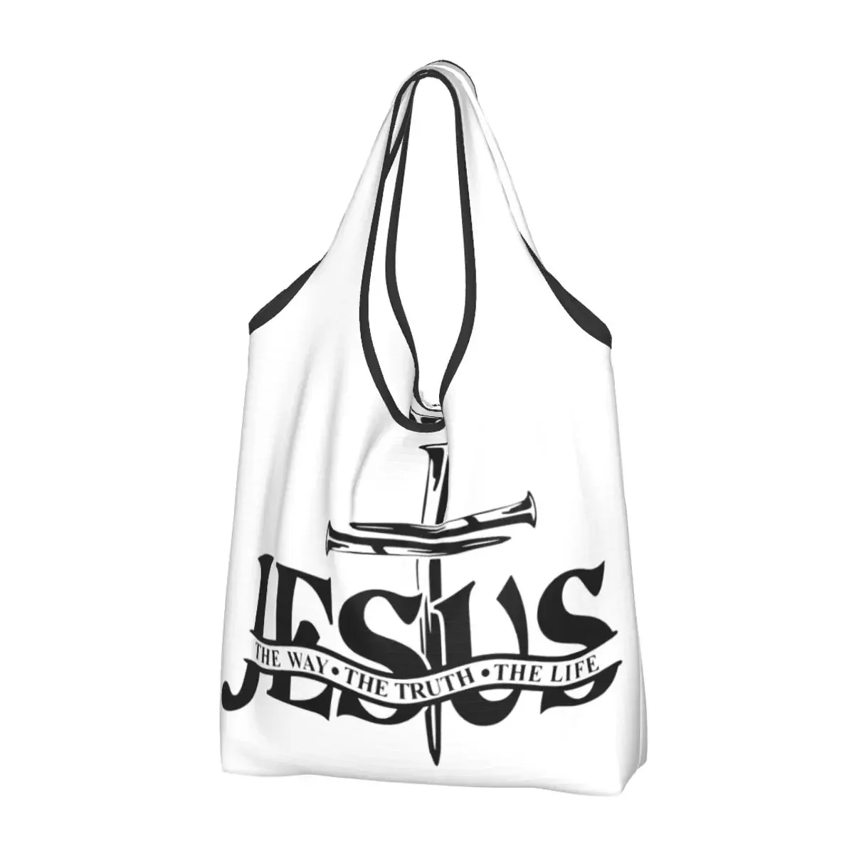 Jesus The Way The Truth The Life Grocery Shopping Tote Bag Women Religion Christian Faith Shoulder Shopper Bags Large Handbags