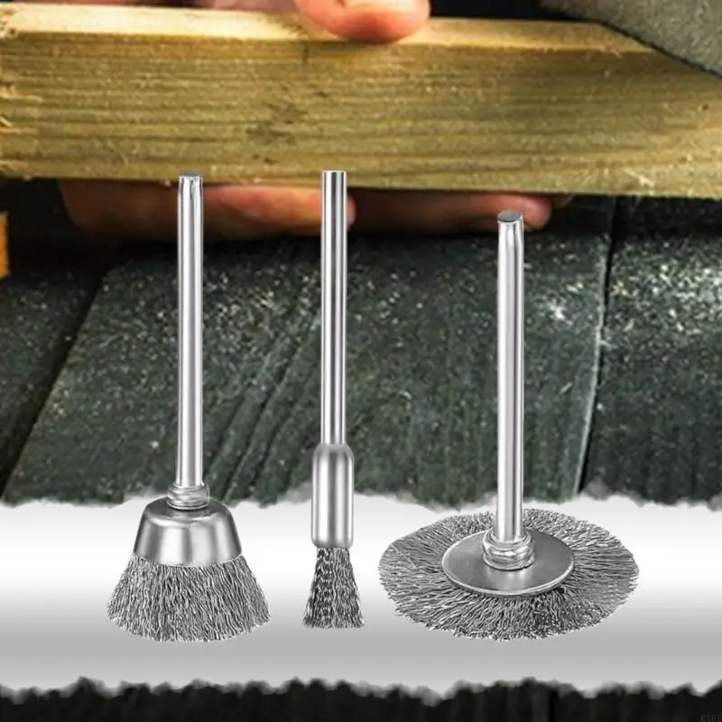 

60pcs Iron Wire Brush Set with 3 Brush for Metal Cleaning and Deburring KXRE
