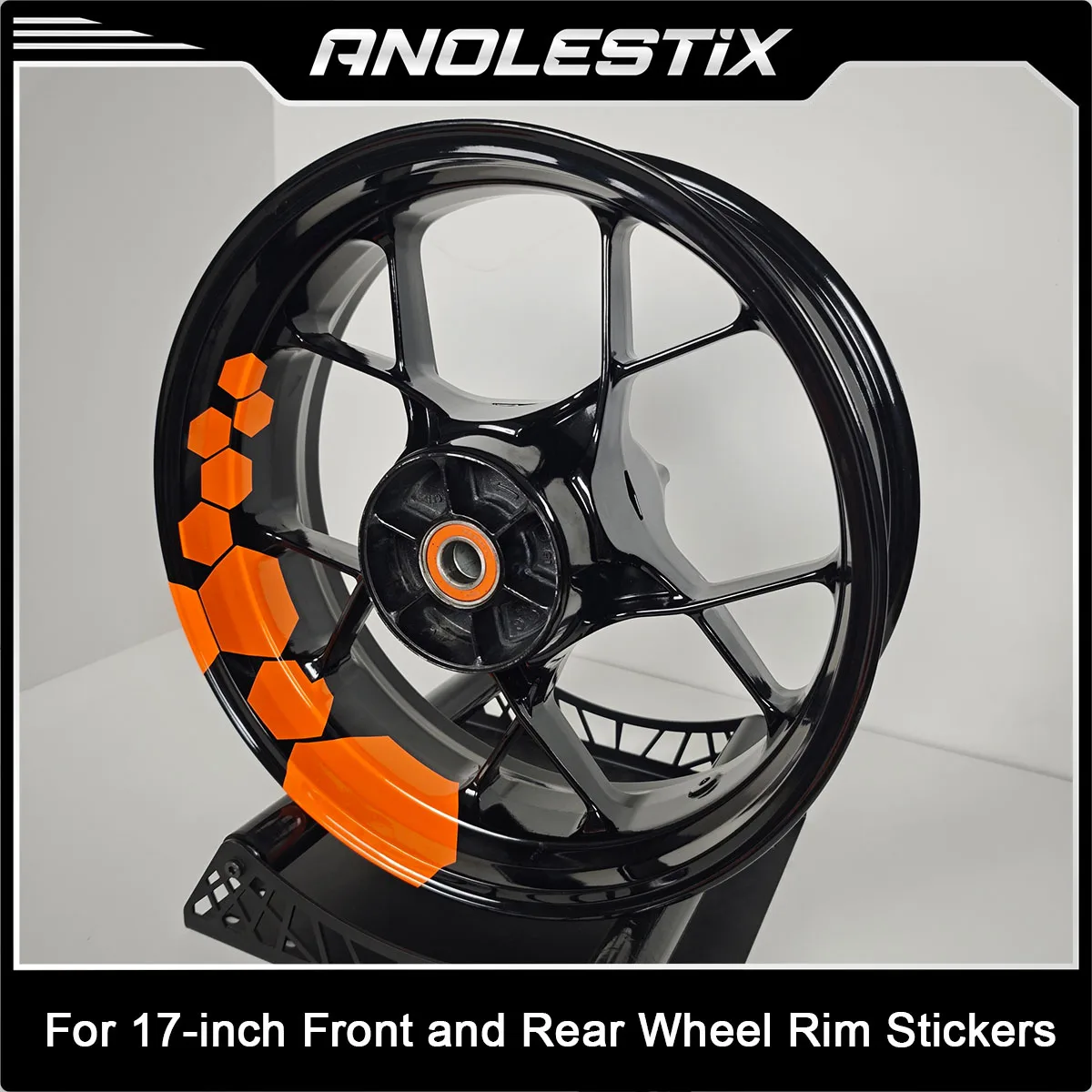 AnoleStix Motorcycle Wheel Stickers Hub Decal Rim Stripe 17 Inch Fit For YAMAHA Honda Kawasaki Suzuki BMW KTM Triumph