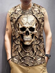 Summer Skull 3D Printed Tank Tops Men's Casual Streetwear Fashion Sportswear Vest Oversized Sleeveless Shirt Gym Man Clothing