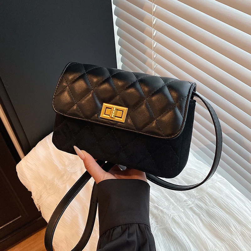 새로운 가죽 소형 사각 가방, 우아한 체인 스트랩 크로스백, 패셔너블한 핸드헬드 지갑, 여성용 숄더백