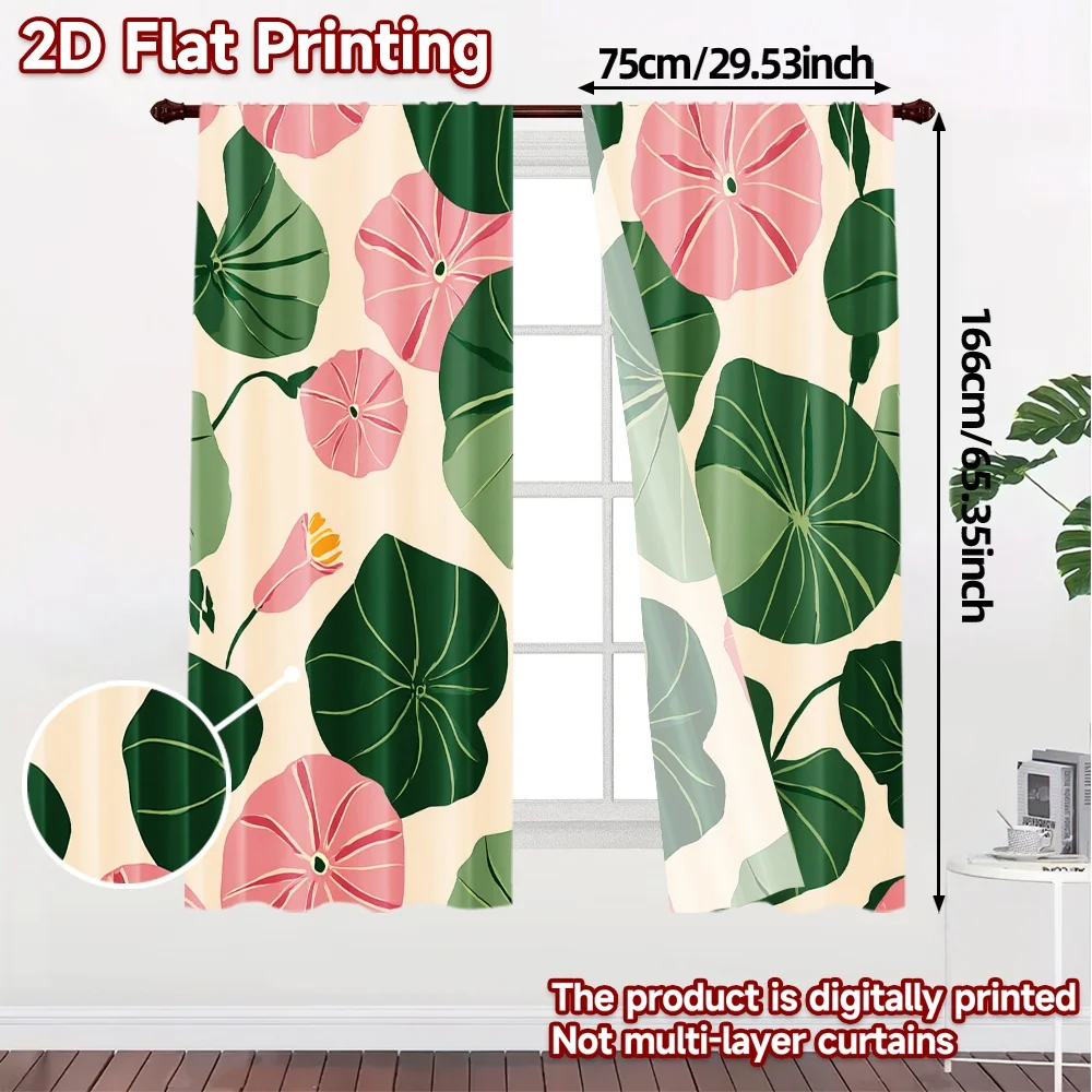 2D Flat Printing,JIT 2pcs, Curtains (Without Rod) Floral Curtain Bliss Popular Curtains&Drapes Durable Polyester Curtains Art