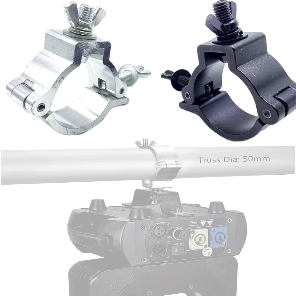 Abrazadera de luz con cabezal móvil LED OD 48-52mm, abrazadera O, soporte de gancho de montaje de aleación de aluminio, accesorio de abrazaderas resistentes para luz de escenario de DJ