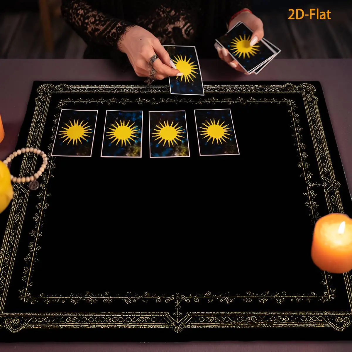 Tarot Card Tablecloth  Retro Golden Engraved Altar Cloth Black Background Tarot Decorative Pad Party & Gathering Divination TooL