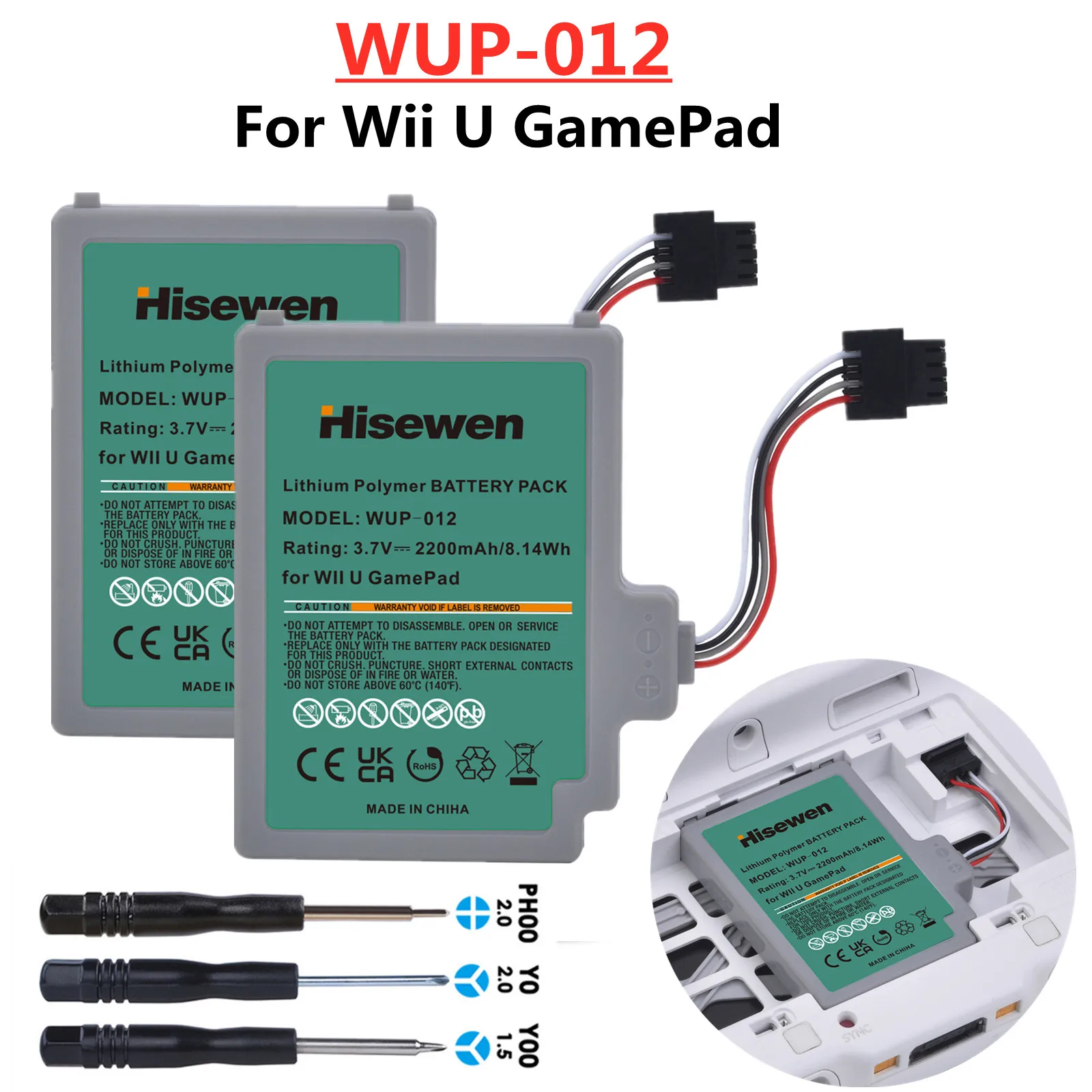 

2200mAh WUP 012 WUP012 Batteria for Nintendo WUP-010 WUP-012 Wii U GamePad Game Controller Battery with Tools