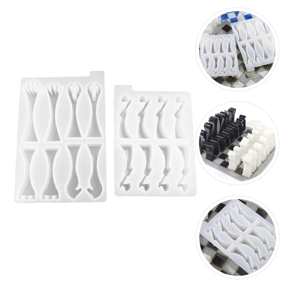

2Pcs Chess Molds Flexible Reusable Chessman Silicone Moulds Diy Epoxy Resin Craft Molds Chess Pieces Making Tray Jewelry Parts