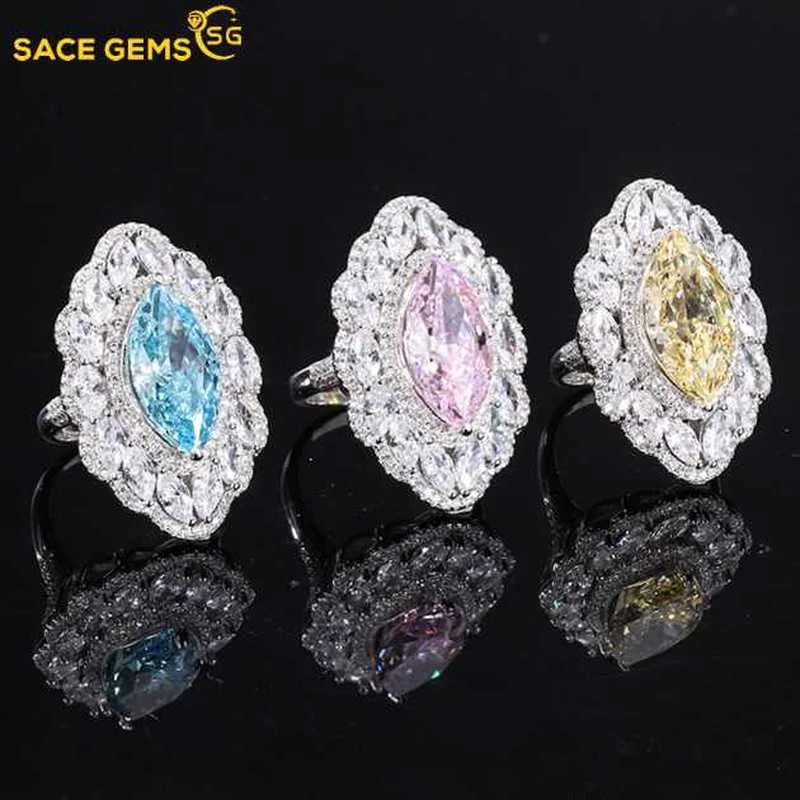 

SACE GEMS 2022 модные бриллиантовые кольца из драгоценного камня с высоким содержанием углерода для женщин, Коктейльные бриллиантовые ювелирные изделия в подарок