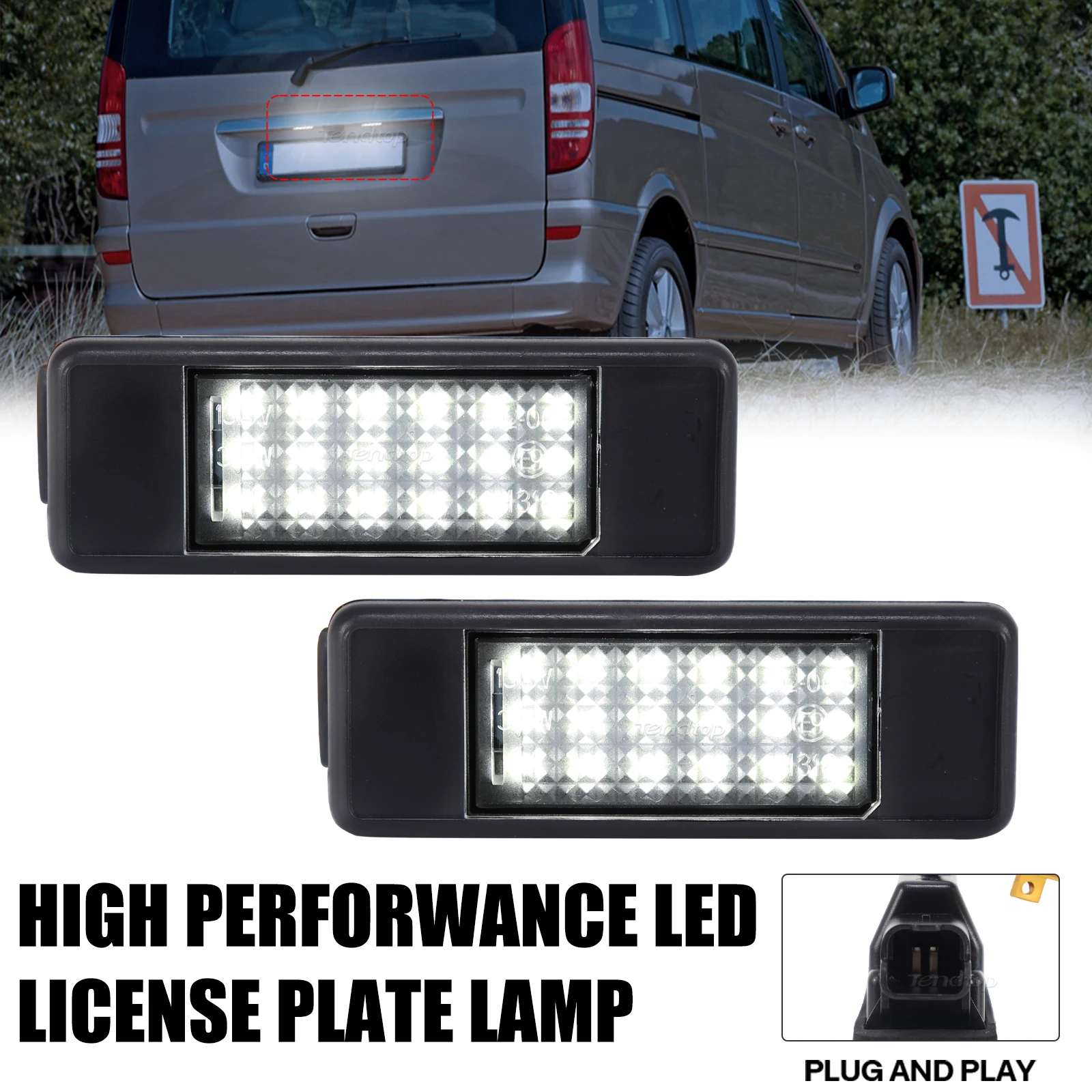 For Mercedes Benz Sprinter W906 2006- Vito W639 2003-2015 Viano W639 2003-2015  1Pair Error Free LED License Plate Light White