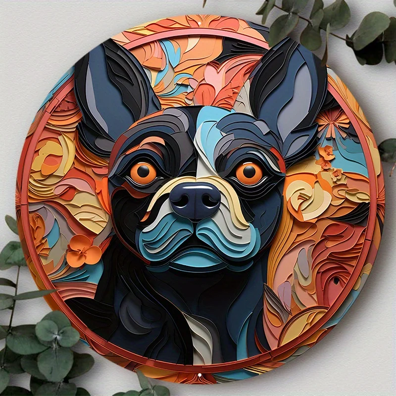 

Circular Dog Sign, 2D Painting Poster for Home, Living Room, Wall Decoration, Funny Decor, Best As Special Gifts
